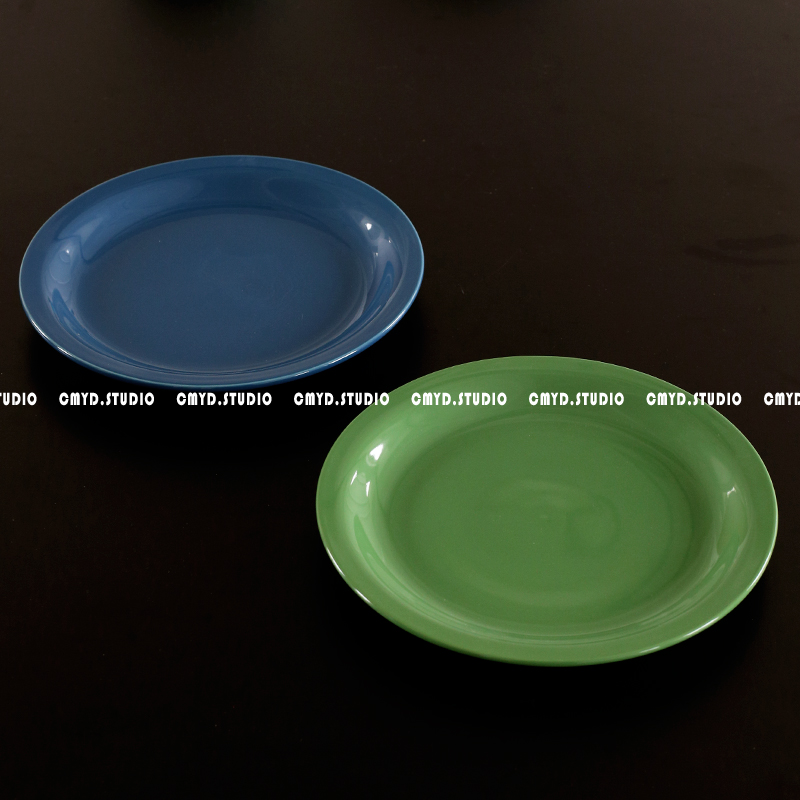 23*2.5cm 9寸普鲁士蓝圆盘 釉下彩高温瓷餐盘圆盘家用氛围感餐具