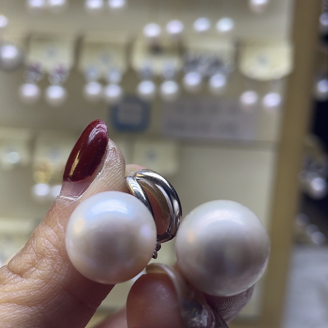 淡水珍珠耳饰银S925镶嵌