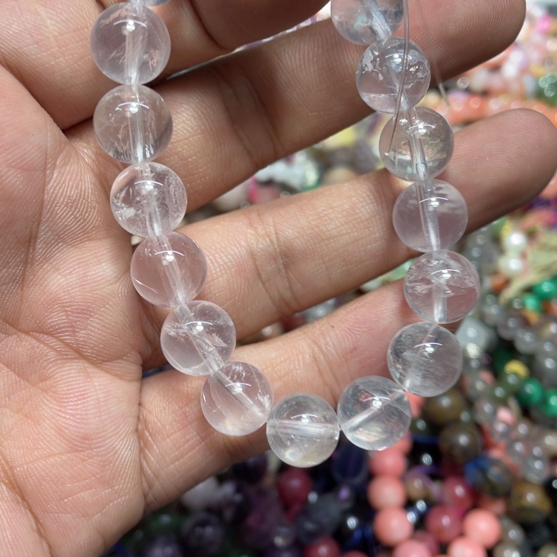 烟晶手链银S800镀金镶嵌