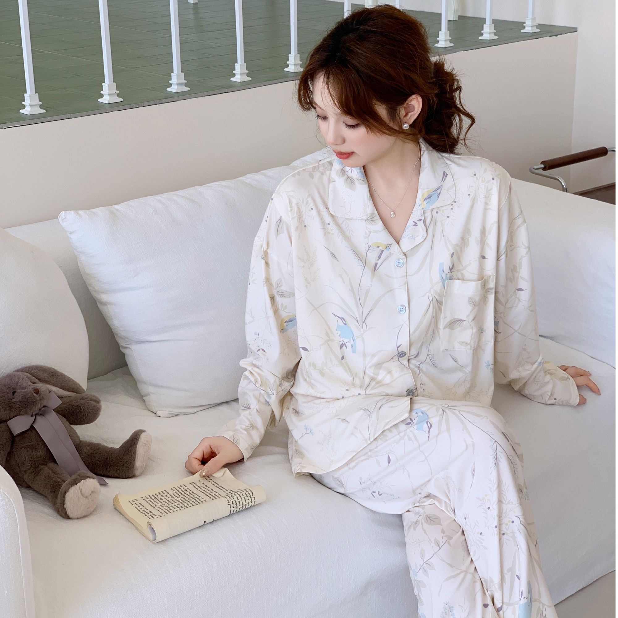 【秋冬云感棉带胸垫】月子服产后哺乳睡衣孕妇喂奶住院服家居服产妇