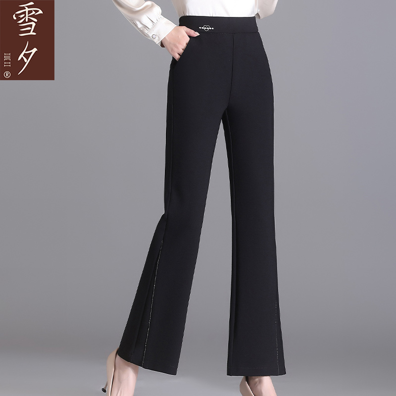 妈妈裤子女春秋季新款弹力直筒休闲长裤高腰裤宽松中老年女裤时尚