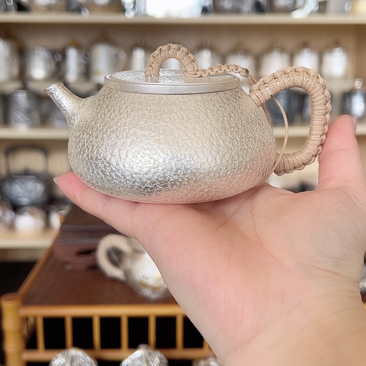 茶盏足银999石瓢泡茶壶