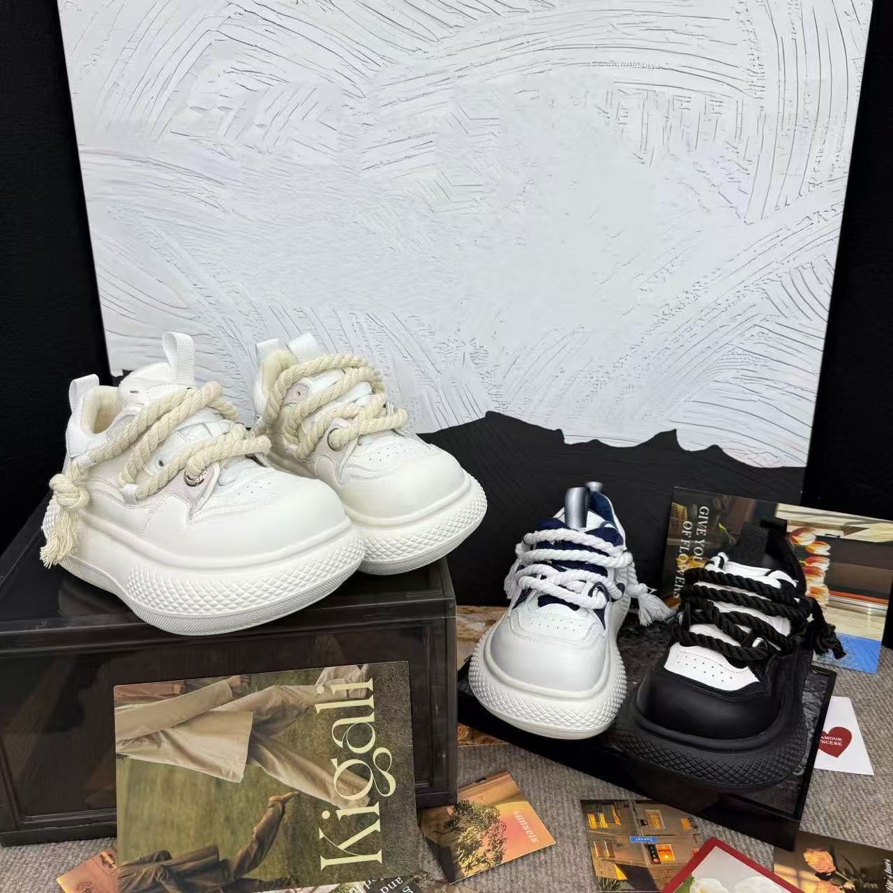 【琪】2025冬季新款真皮透气四季网老爹鞋女厚底增高显瘦显脚鞋女鞋