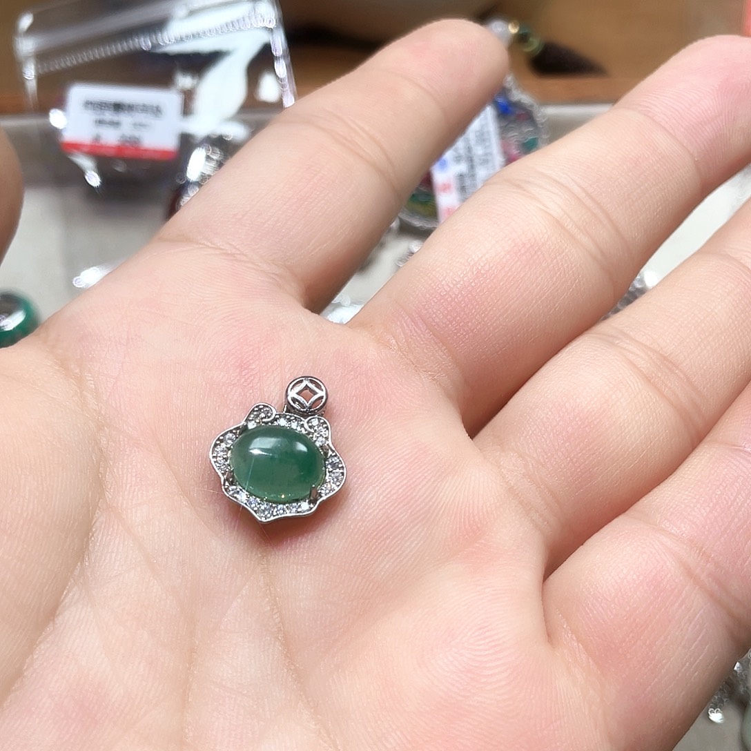 蜜***茶坠链均925银锆石小平安锁