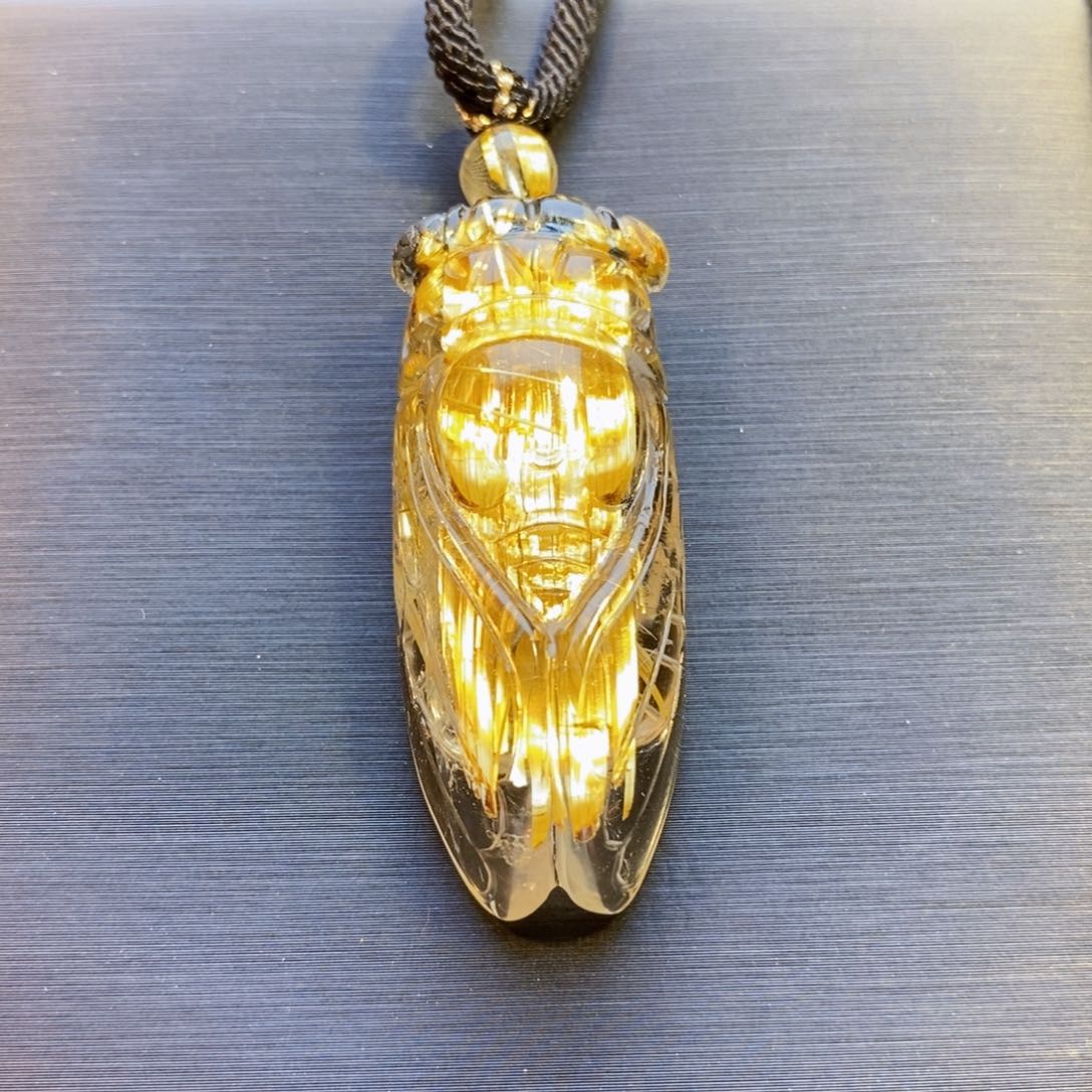 发晶颈饰未镶嵌天然钛晶知了吊坠