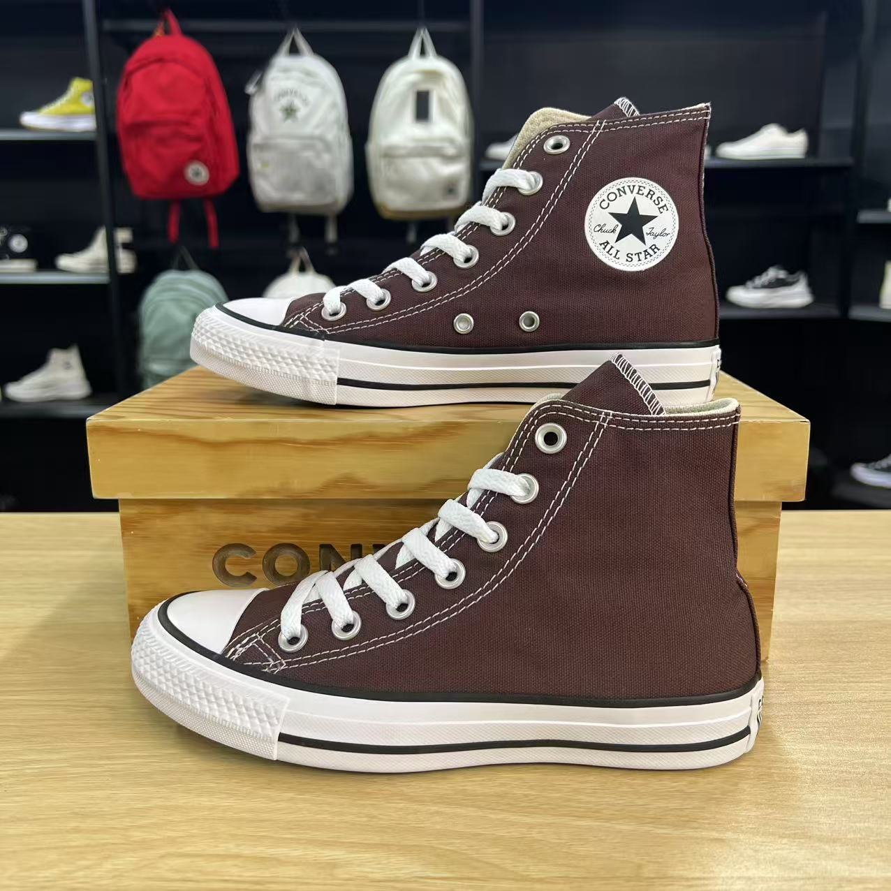 CONVERSE匡威新款All Star红棕色男女高帮透气休闲帆布鞋 A04543C