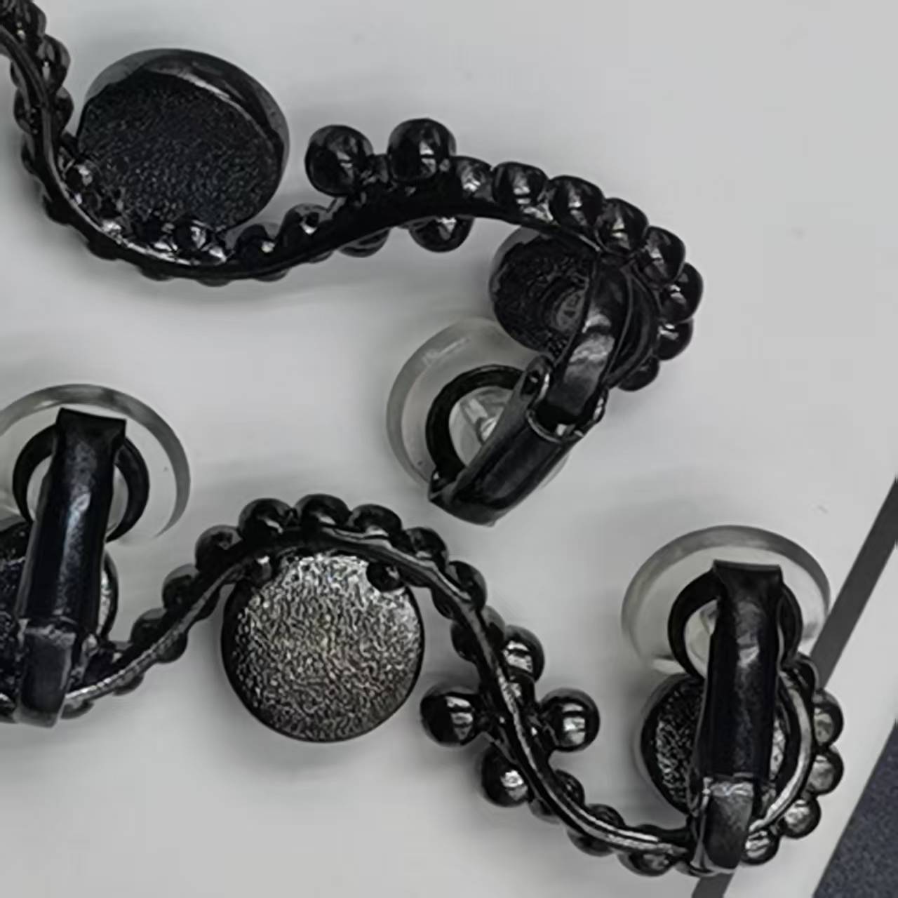 铜合金亚克力耳饰 【伊琳饰品】蓝色耳骨双夹黑色气质