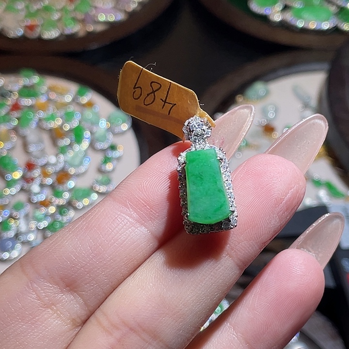 翡翠银S925镶嵌颈饰