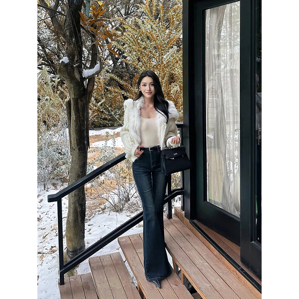 修身显瘦时尚有弹微喇牛仔裤女2025新款早秋穿搭秋冬穿搭73007