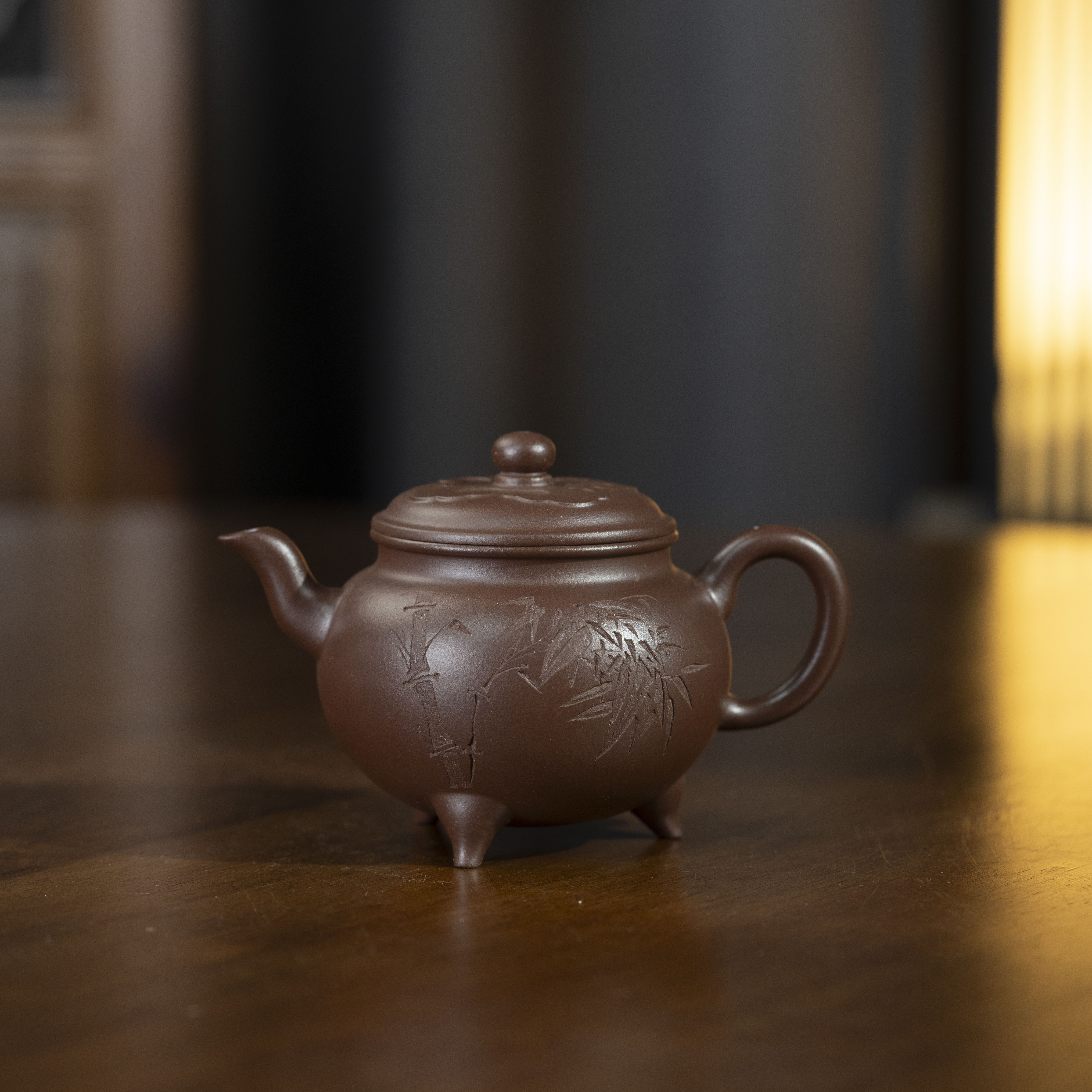 大彬如意 紫泥 （刻竹）150cc家用紫砂壶tt2