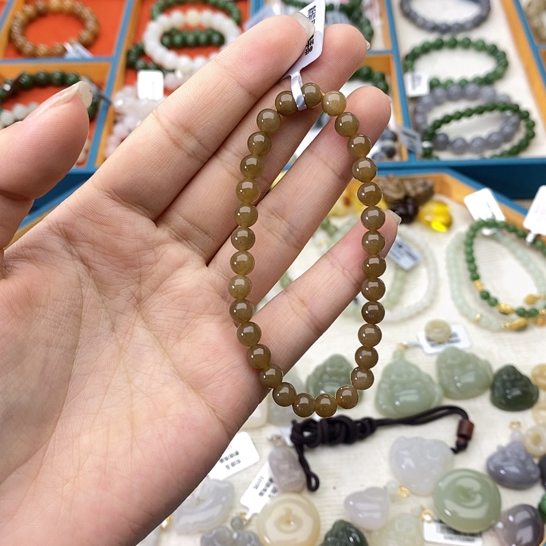 和田玉未镶嵌手链w13新疆且末蜜糖6mm