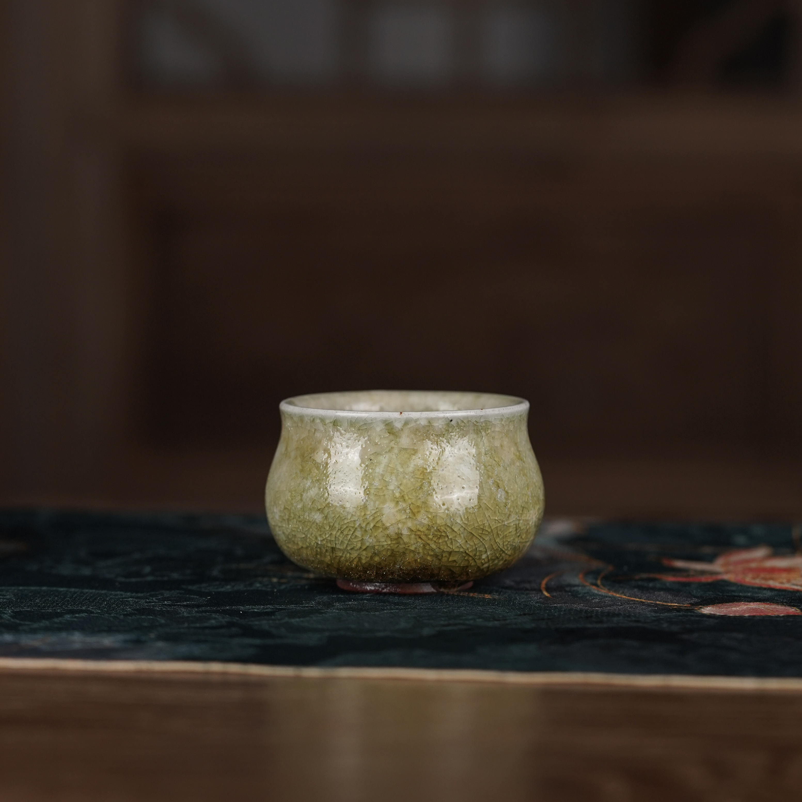 【陶然集优选专属福利】小凡绿志野精品老泥菩提杯 景德镇手工茶器