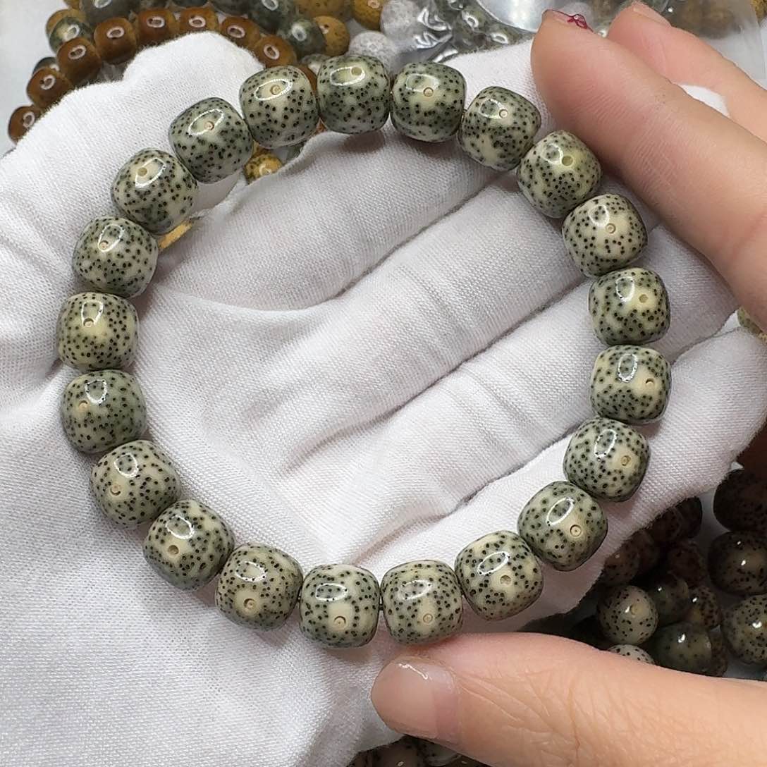 星月菩提手串11石玉青花瓷同枝果