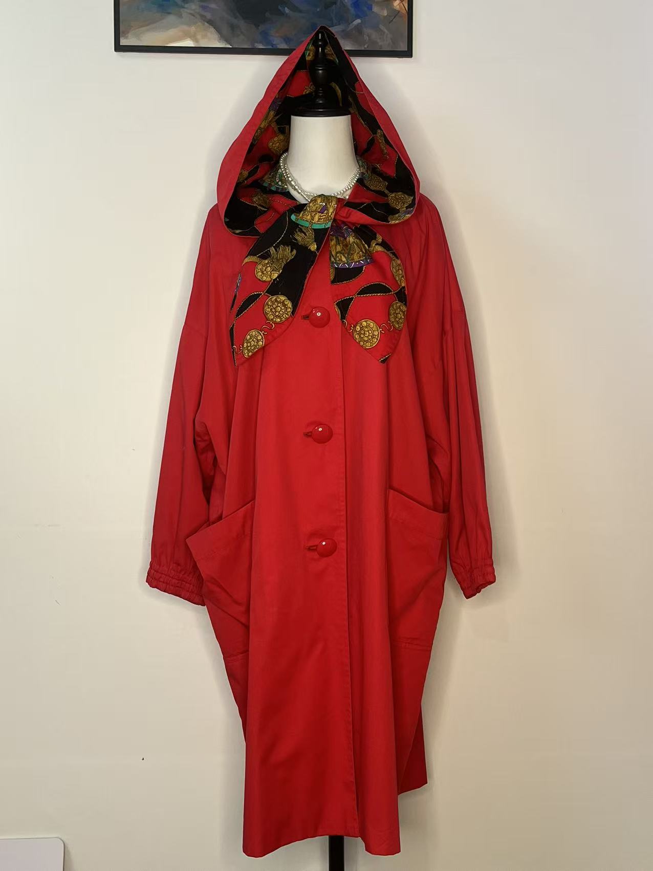 日系原单古着风衣休闲百搭复古设计感中长款连帽宽松秋冬季风衣