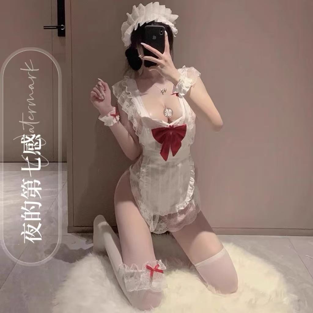 第七感：美少女厨娘！都听你的！纯欲圣诞cos法式甜美围裙蕾丝边