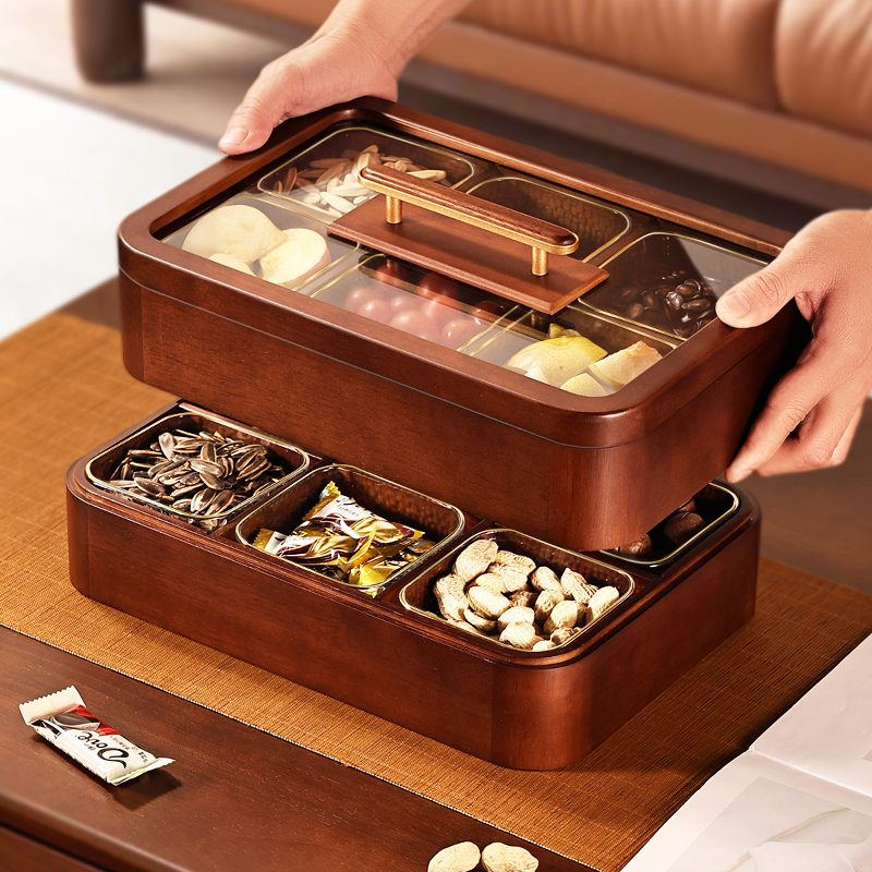 2025新款实木果盘高端精致糖果盘水果盘家用轻奢收纳盒客厅坚果盒