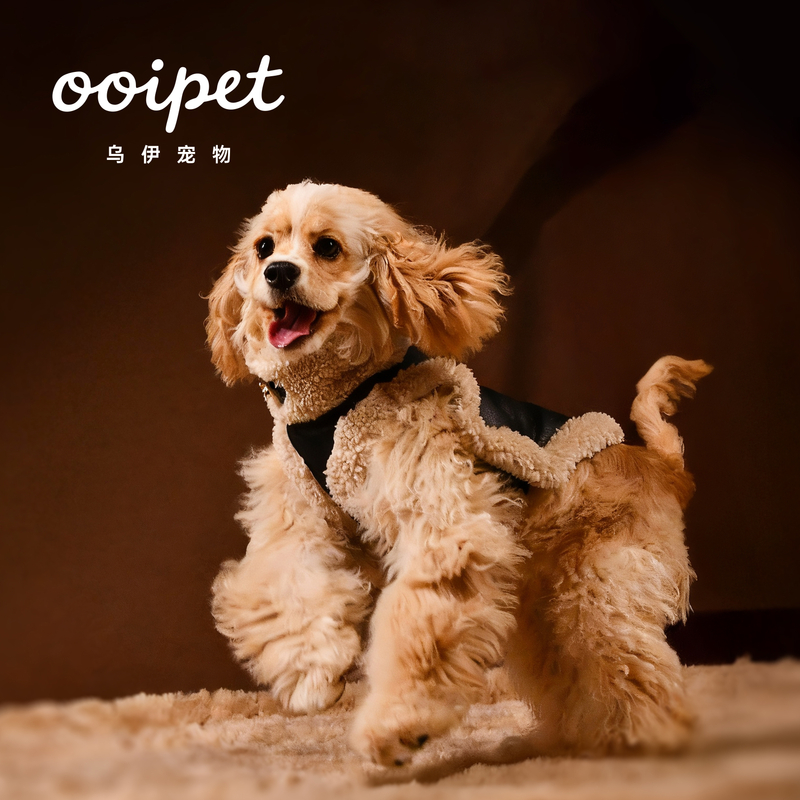 OOIPET狗狗衣服秋冬猫咪衣服宠物服装皮绒一体保暖夹克中小犬比熊