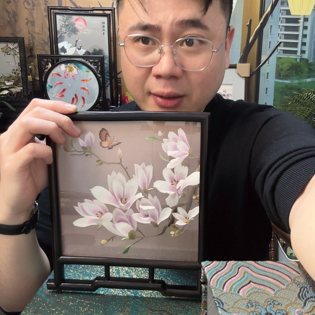 织绣纯手工苏绣玉兰花