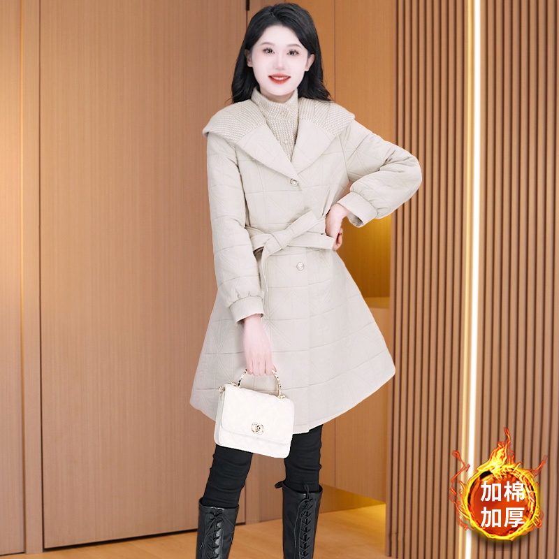 琪琪女装新款气质时尚大气减龄休闲收腰显瘦棉衣中长款28961