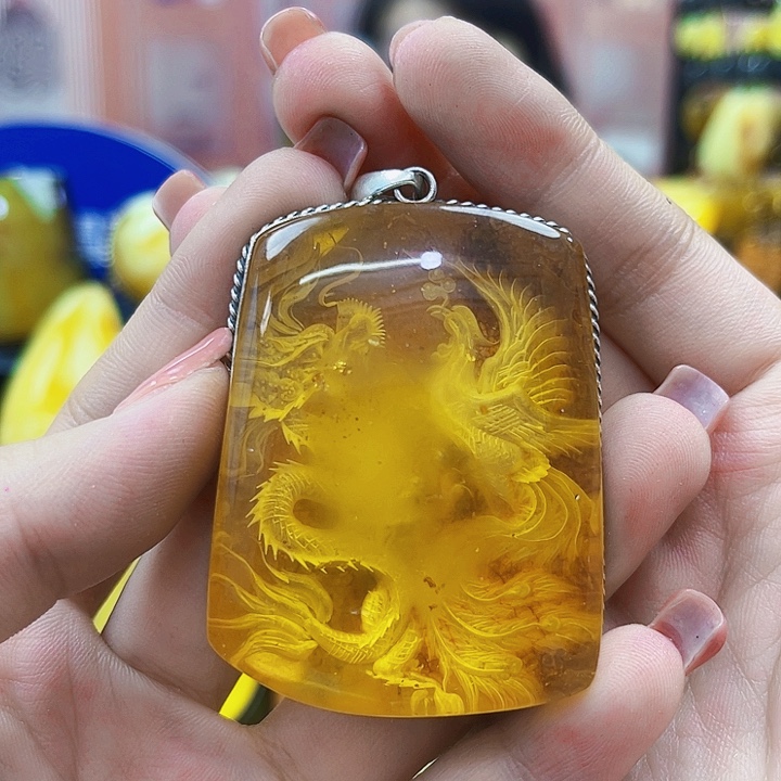 银S925镶嵌颈饰蜜蜡吊坠