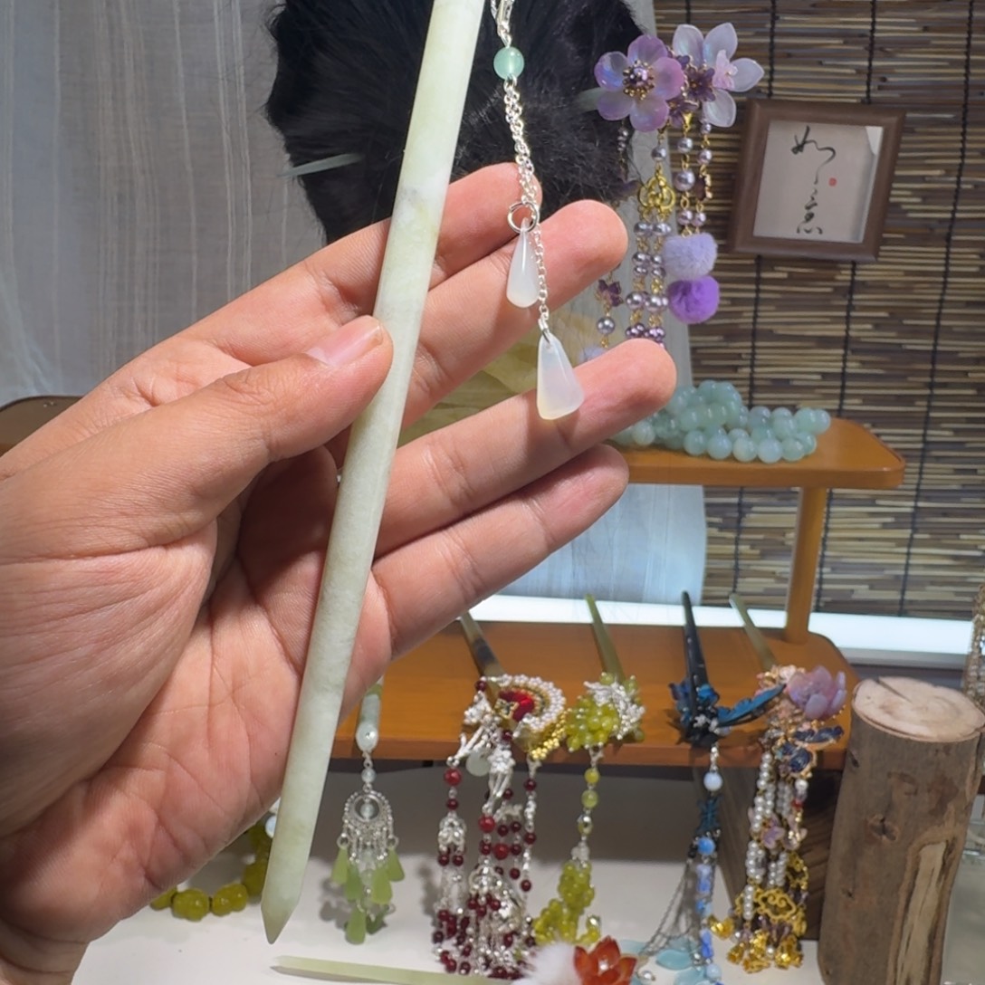 蛇纹石玉合金发饰