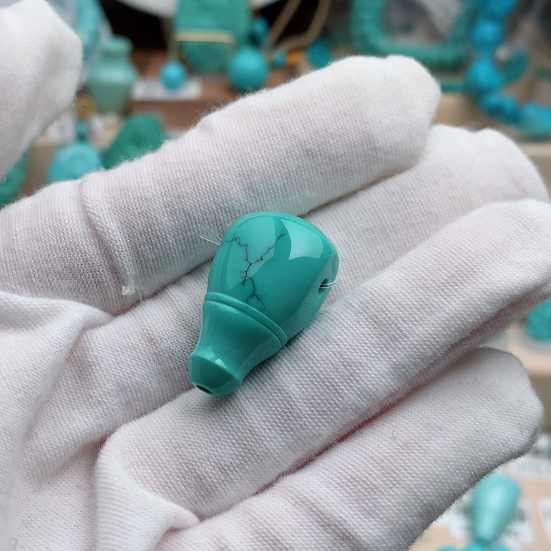 绿松石珠宝奇石未镶嵌十*14mm