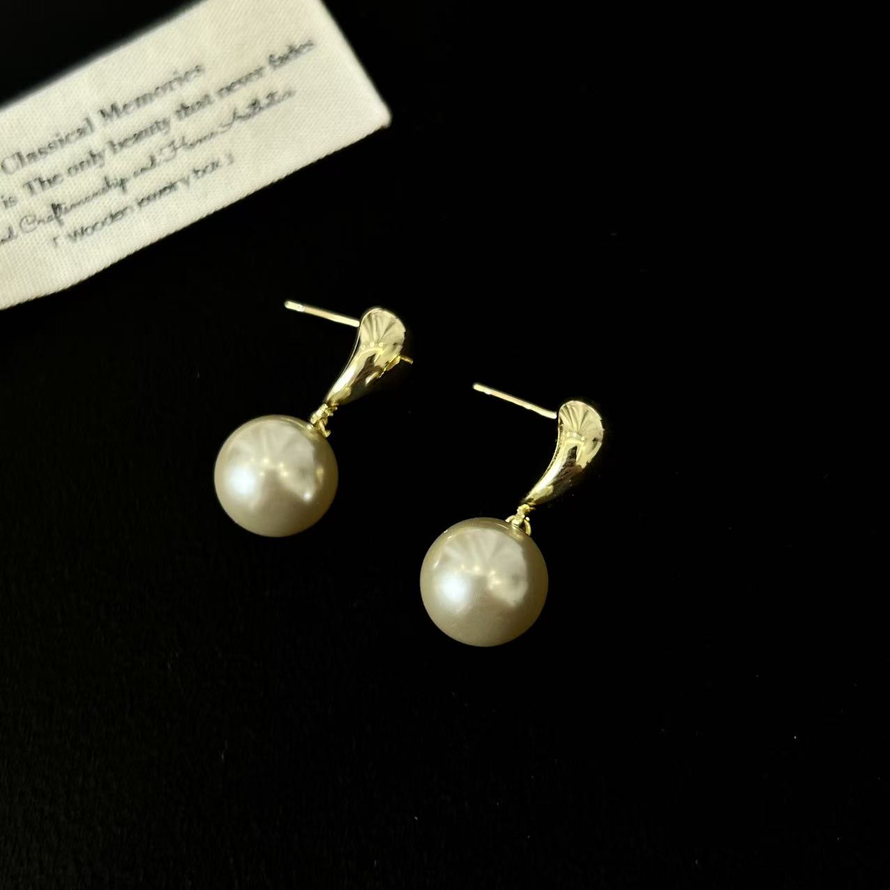 铜合金耳饰 露思同款简约灵动12mm慕斯珠珠耳环5689