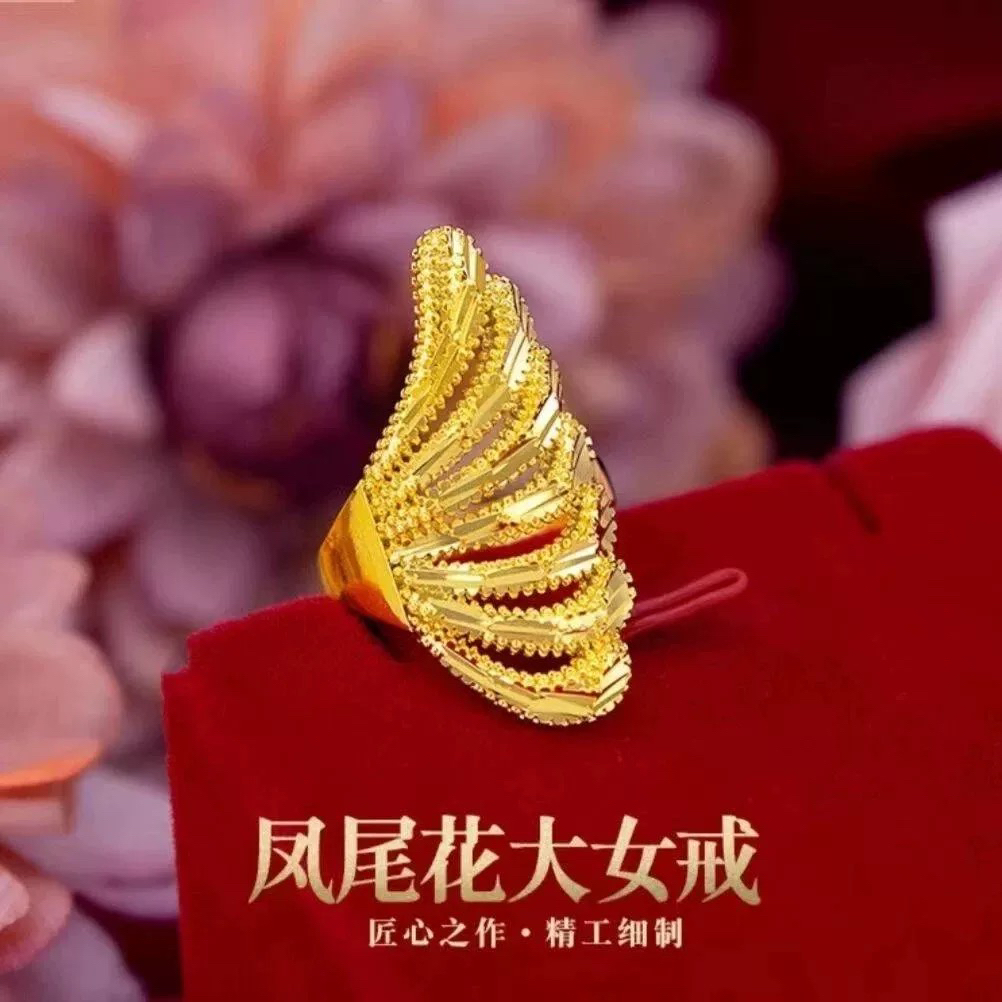合金戒指 合金戒指凤尾花大凤尾精致时尚戒指女显白气质