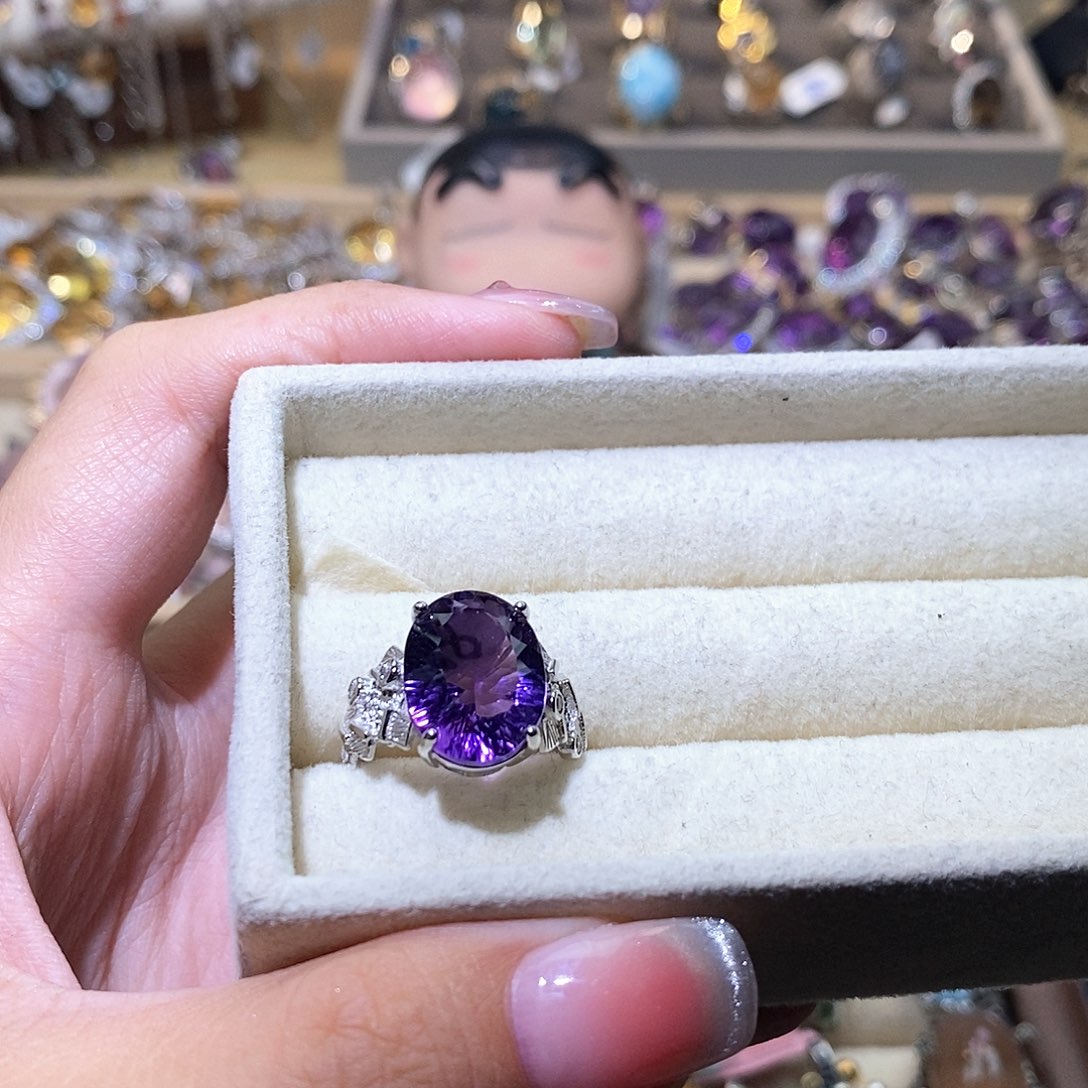 0***o水晶戒指银S925镶嵌