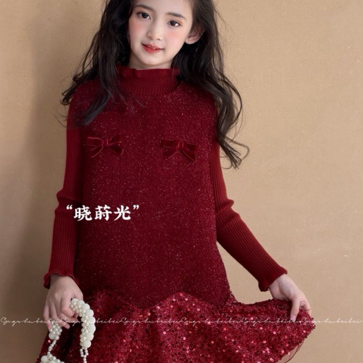 实体店公主裙冬女少女风公主风连衣裙女童蓬蓬裙女孩礼服走秀