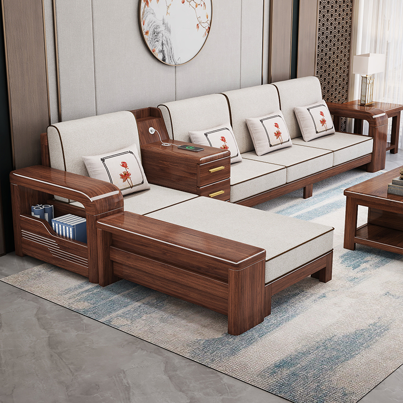 新中式胡桃木实木沙发客厅全实木家具组合家用小户型实木2025新款