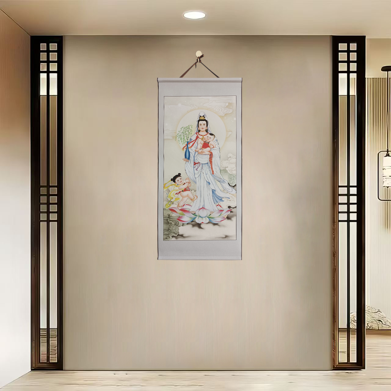 {40-98送子观音}}40x85cm现代简约挂轴装饰画办公室家居装