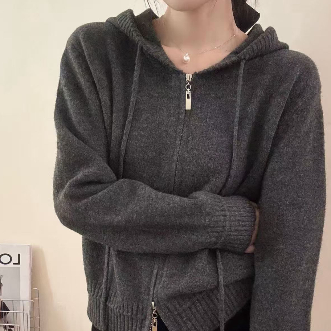 【罗罗严选】8802秋冬连帽针织衫（衣长女款52）