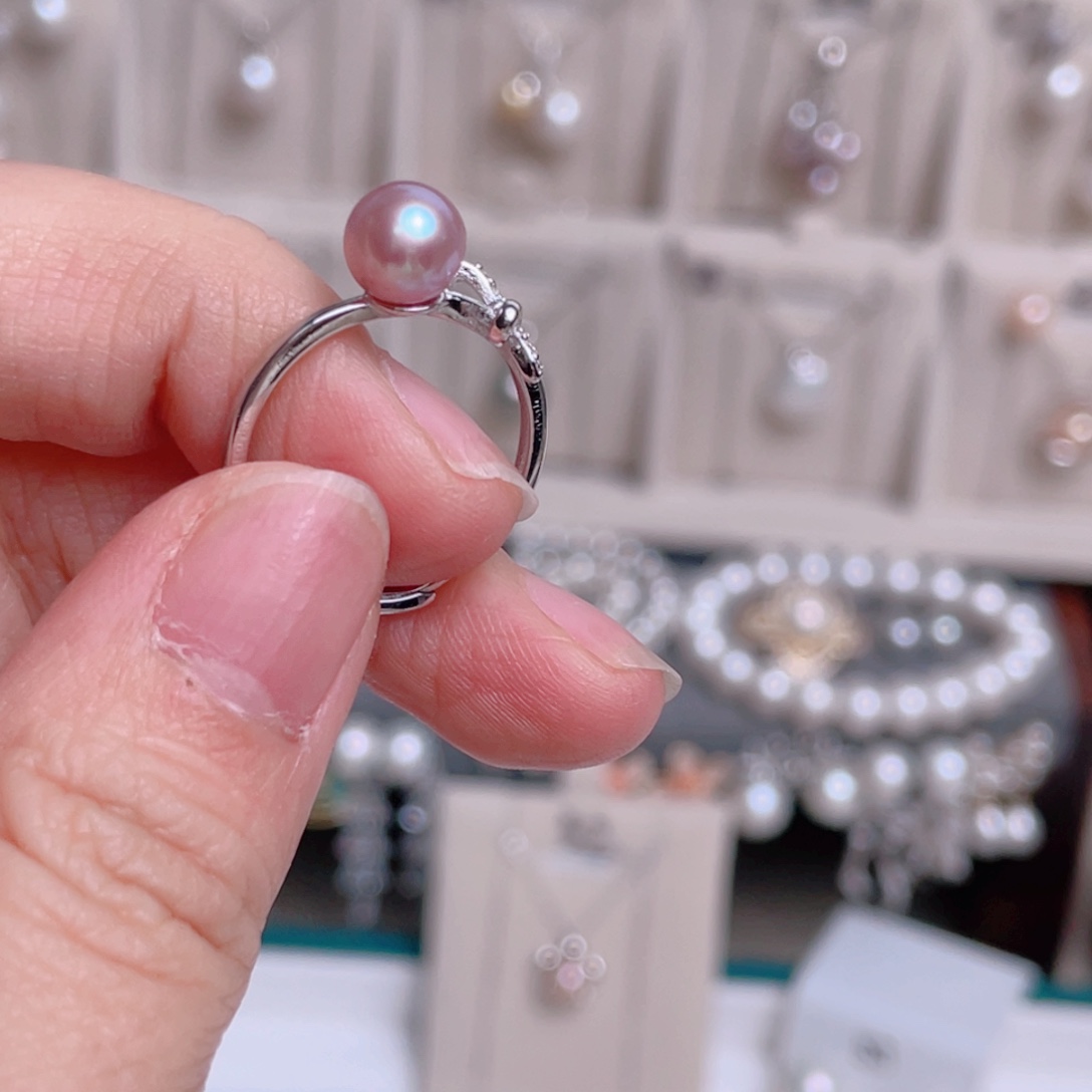 淡水珍珠颈饰银S925镶嵌定制戒指不退不换