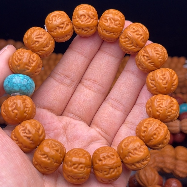 猴头核桃吊坠17麻花串绿