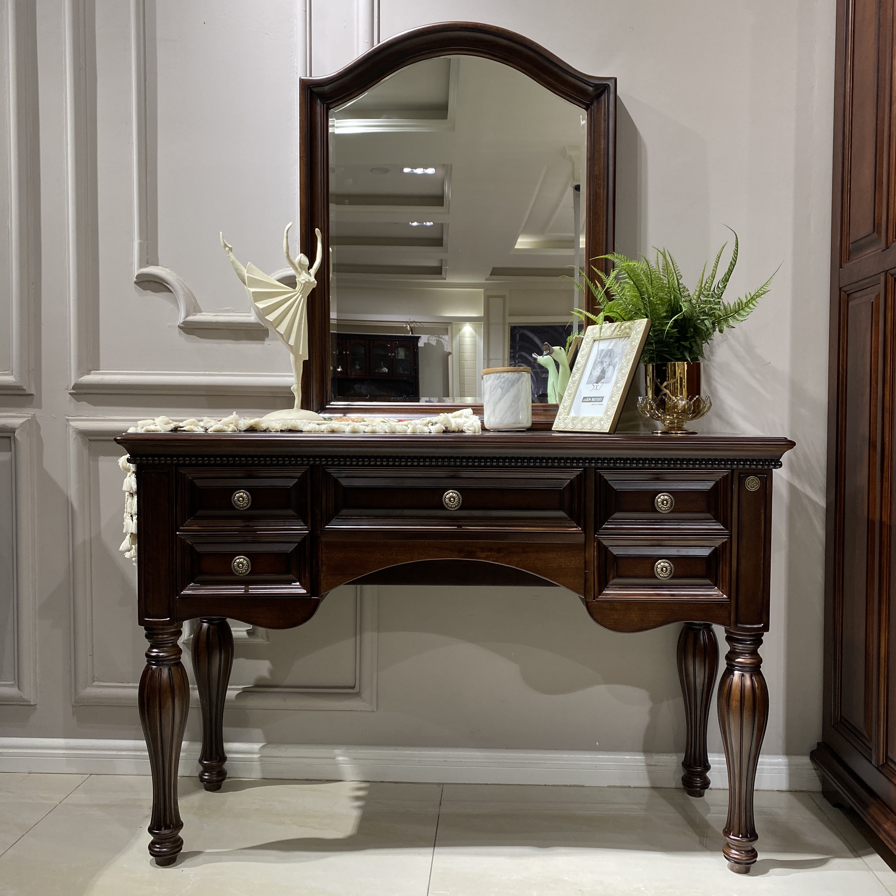【品牌代工】庄园KP1716美式妆台全原木梳妆台化妆台卧室化妆桌