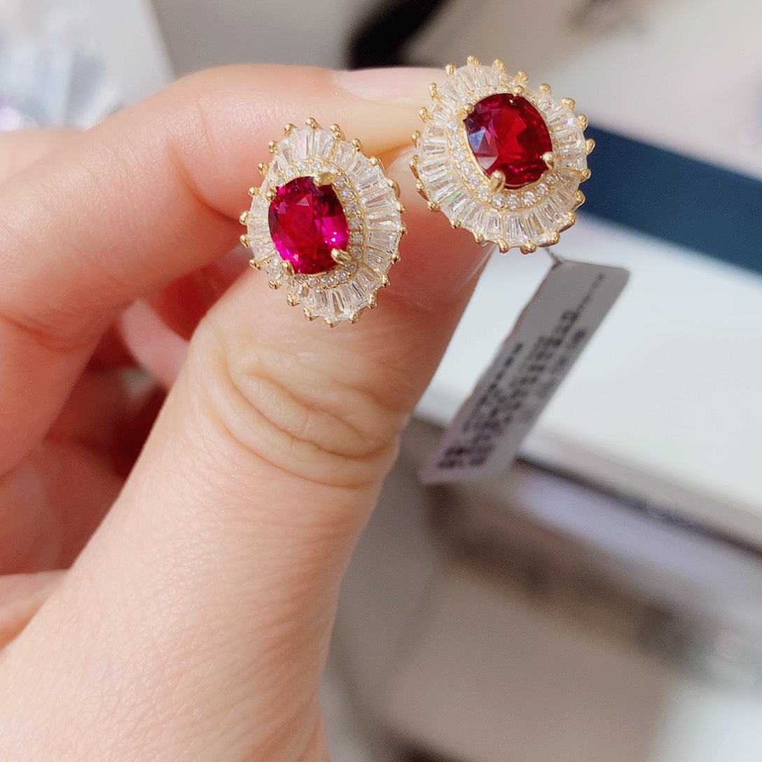 银S925镶嵌耳饰碧玺m****琼