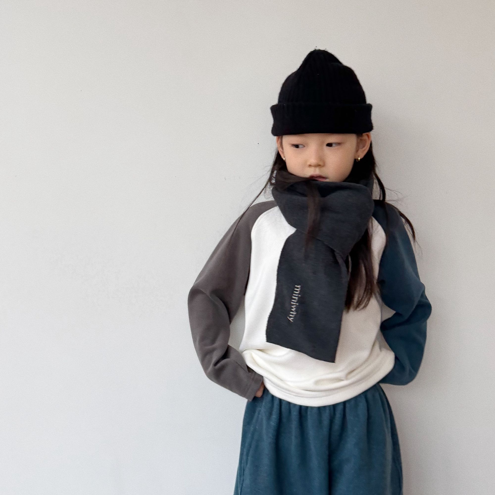 miniwhy亲子童装 | 细腻绒面弹性摇粒绒插肩袖T恤可作卫衣25冬