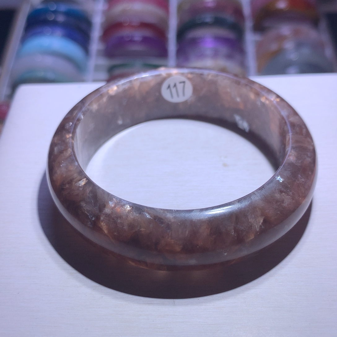 银S925镶嵌手镯水晶银龙焦糖57.7圈117