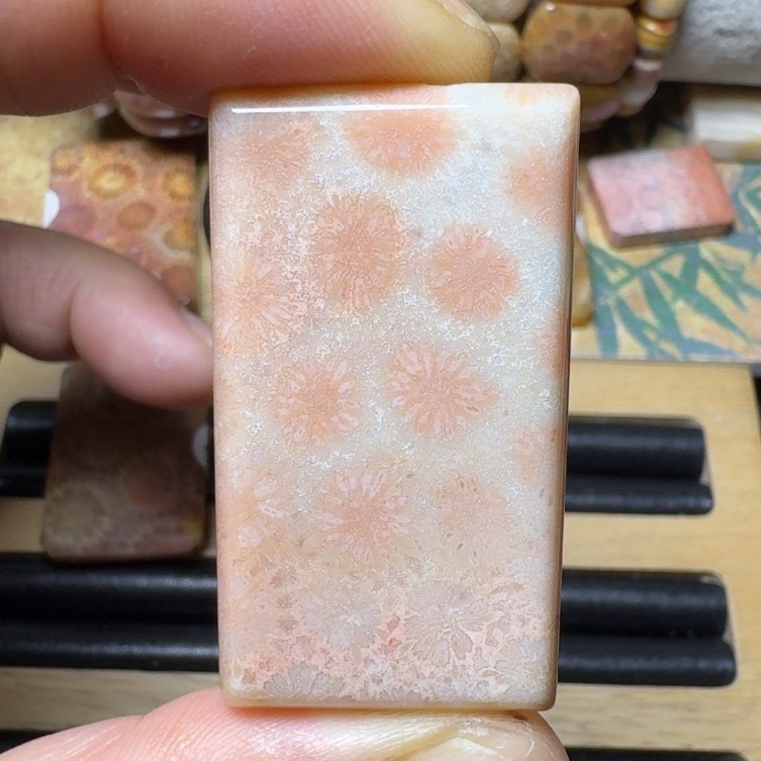 硅化玉米白 底 粉花未镶嵌