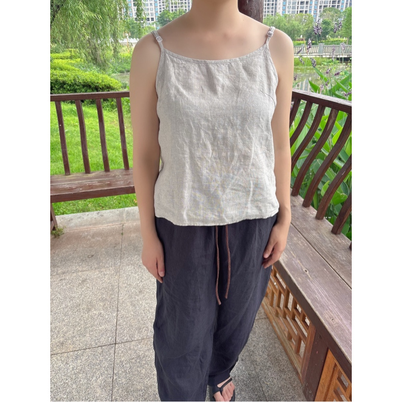 2025夏季轻薄柔软细麻小吊带 纯汉麻内搭文艺吊带背心性感