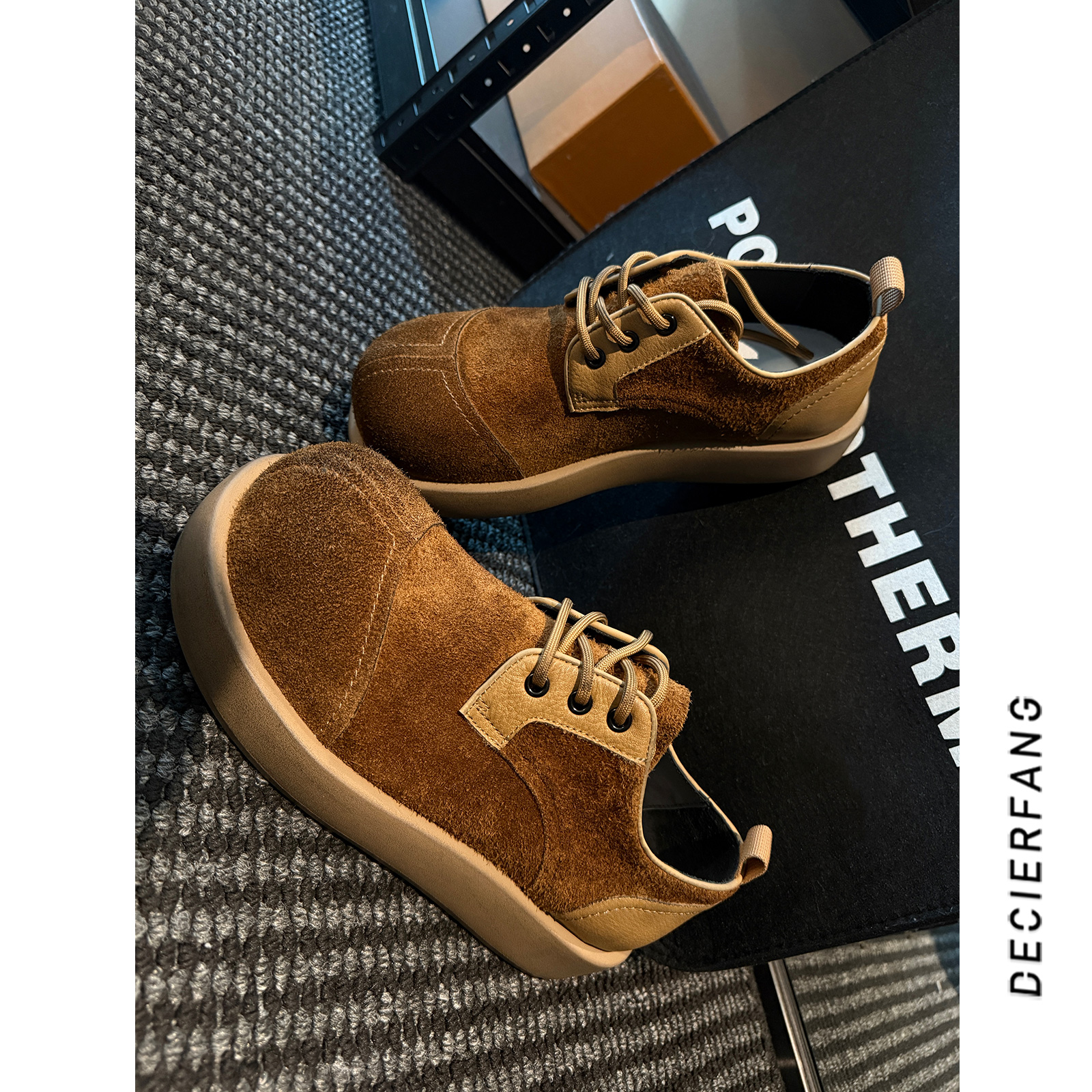 秋季新款百搭厚底男士系带复古磨砂擦色百搭鞋