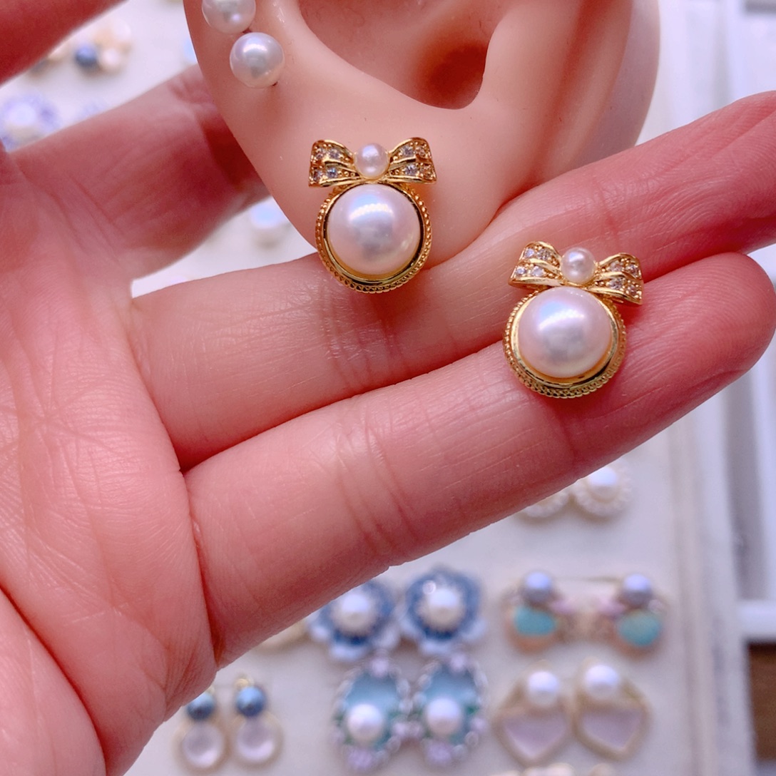 淡水珍珠耳饰合金