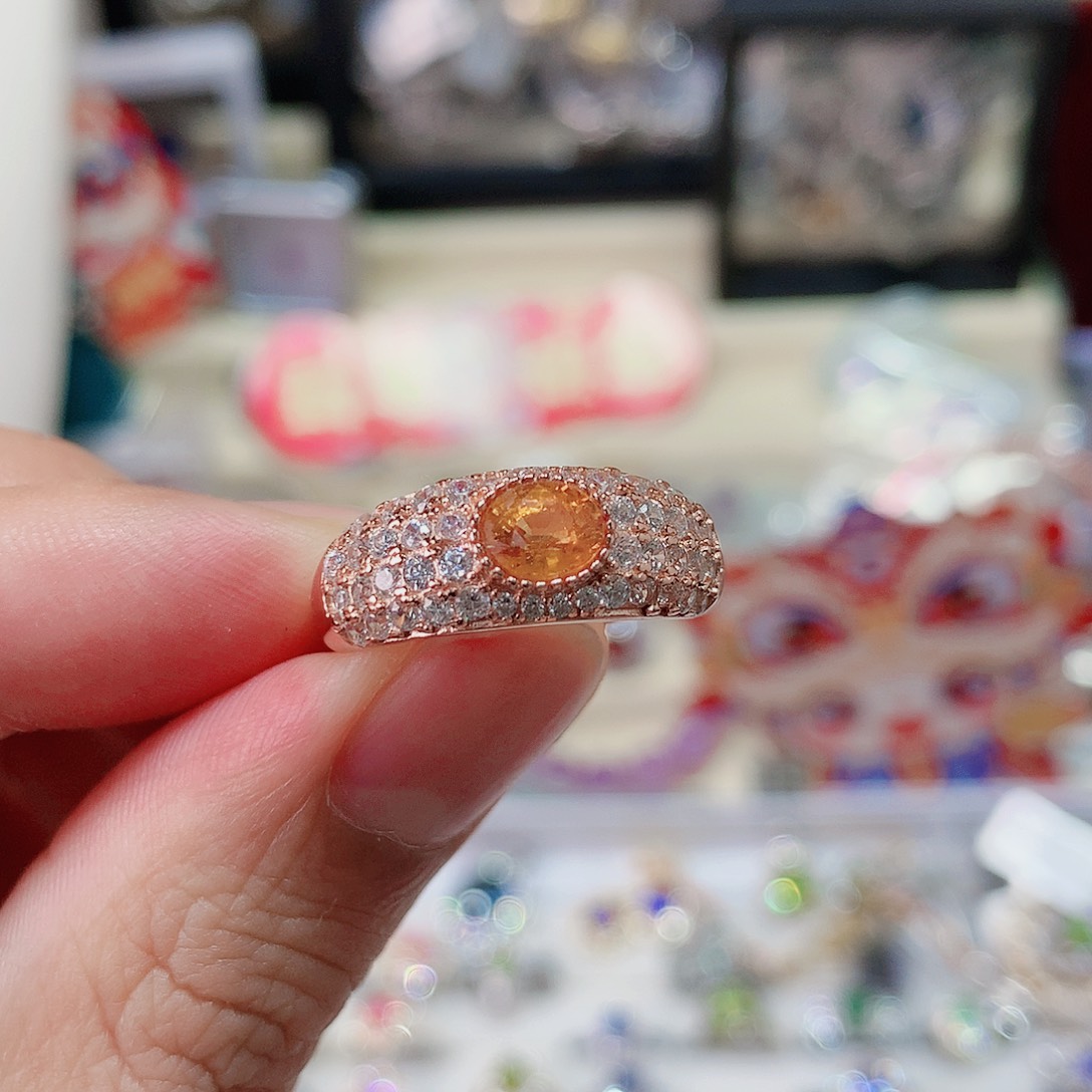 石榴石（芬达石）戒指银S925镶嵌