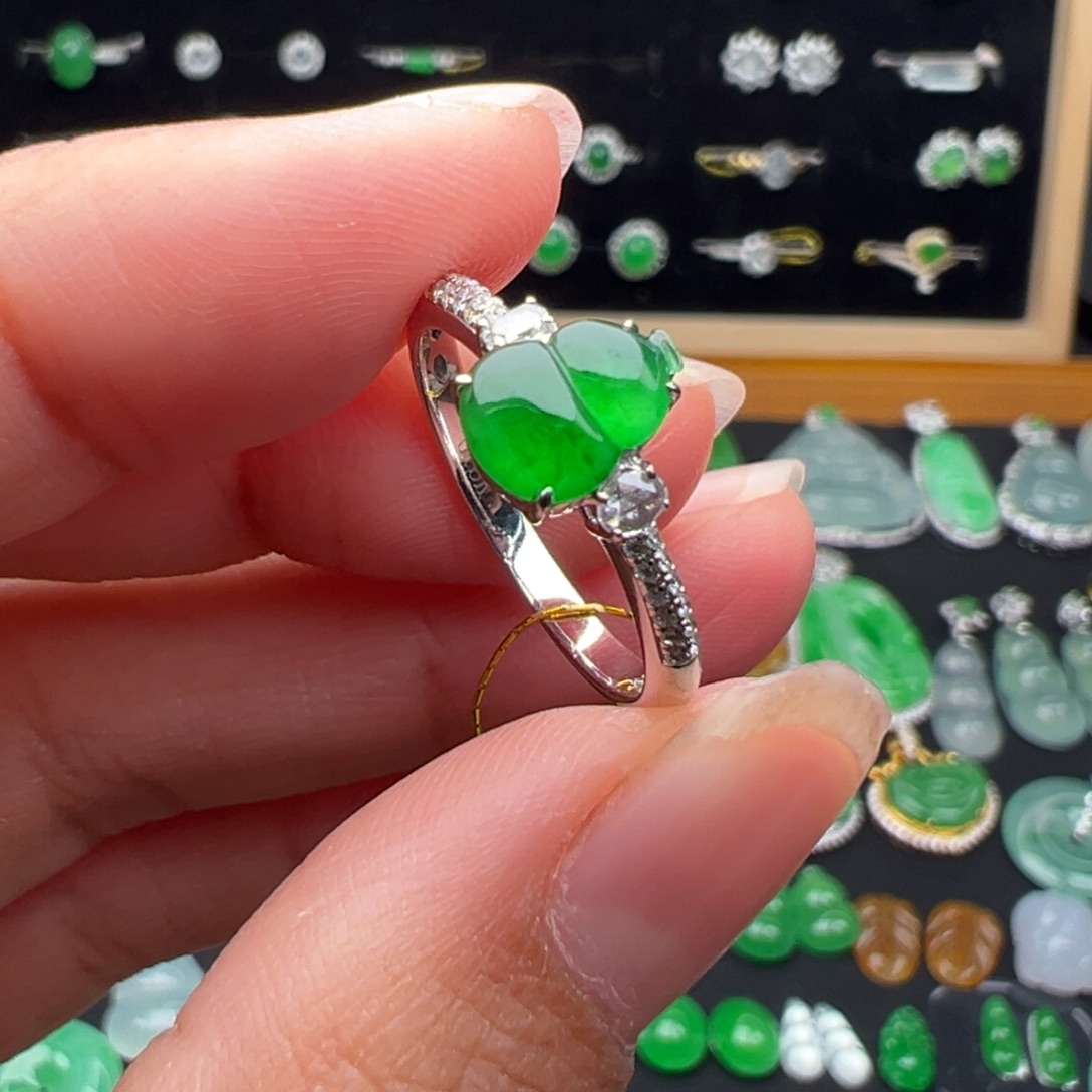 翡翠18K金镶嵌颈饰戒指