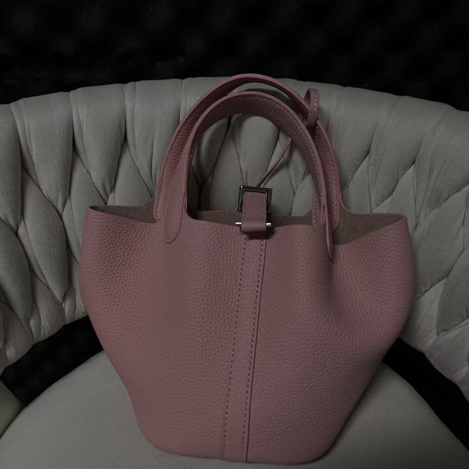 LQ-WITH-QUEEN真皮女包篮子粉色-小号