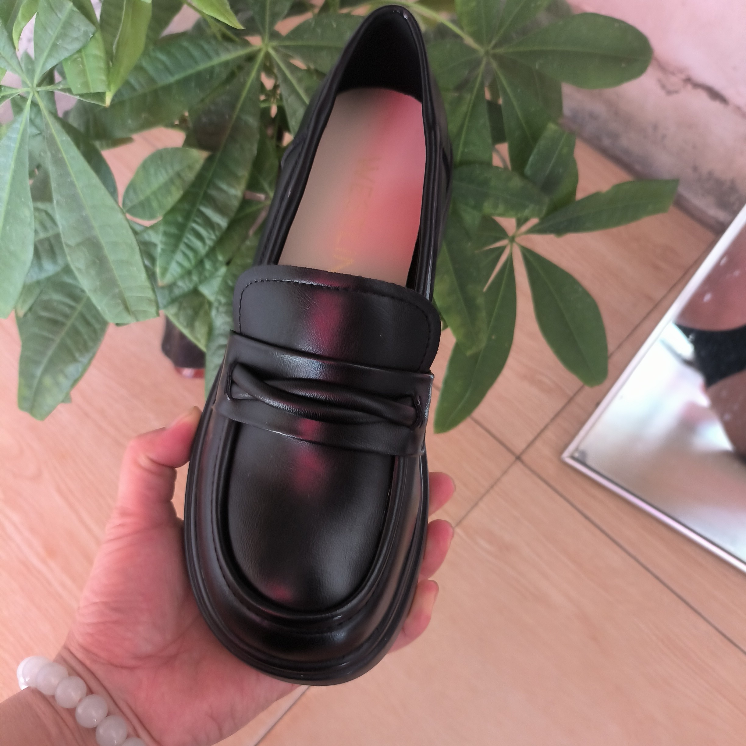 乐福鞋厚底秋季松糕底时尚中跟防滑女鞋薄款英伦风