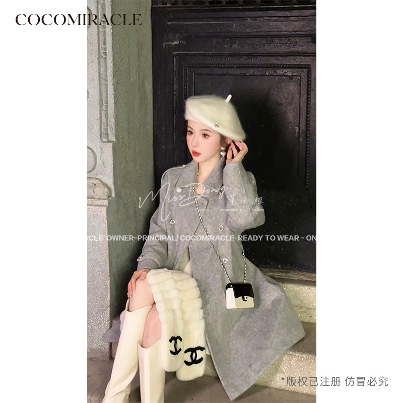 董小姐【冬日序章】冬季新款金属双排扣通勤羽绒大衣Q38DY8216