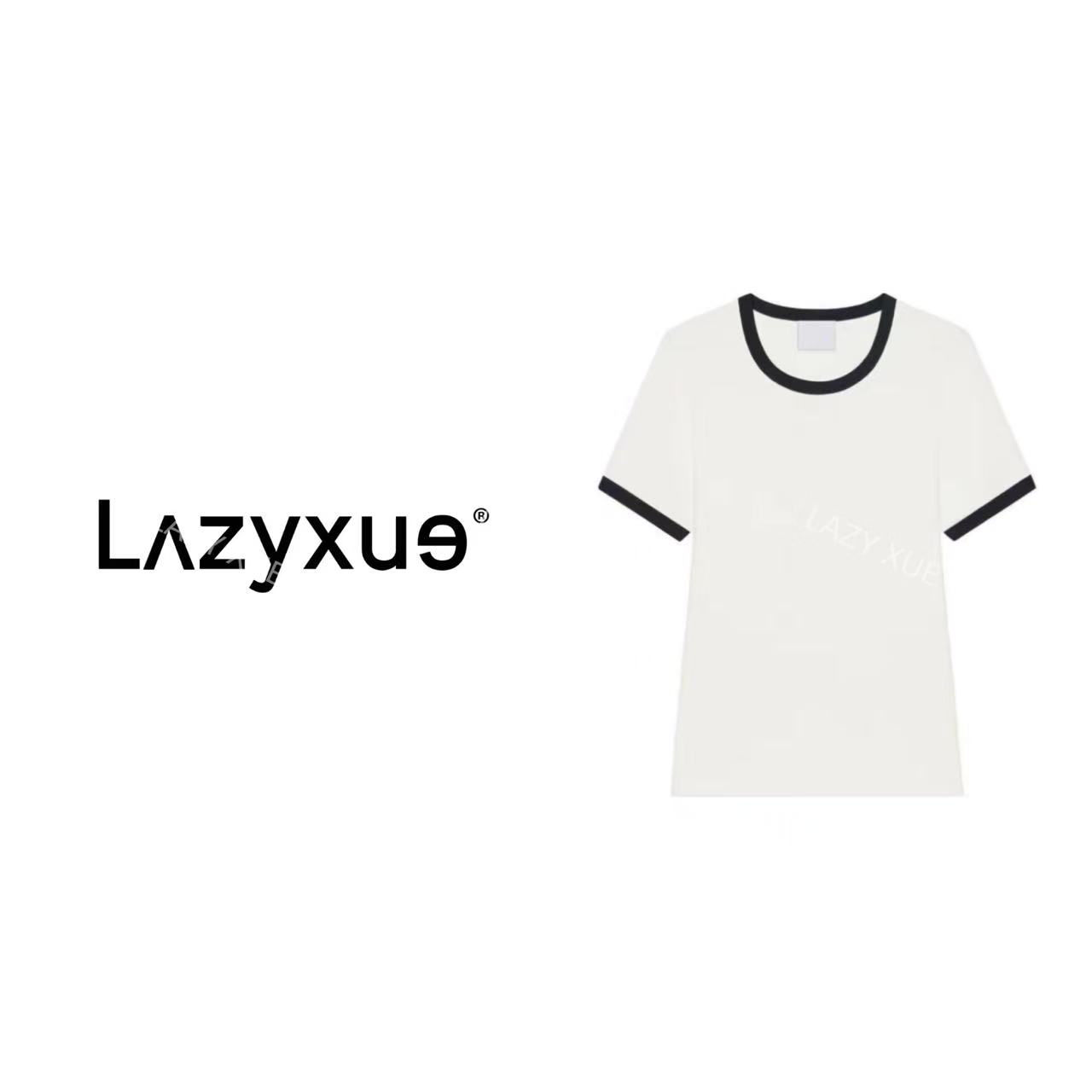 薛懒懒/“如初”夏季拼色领口小众简约时尚T恤 Z0619