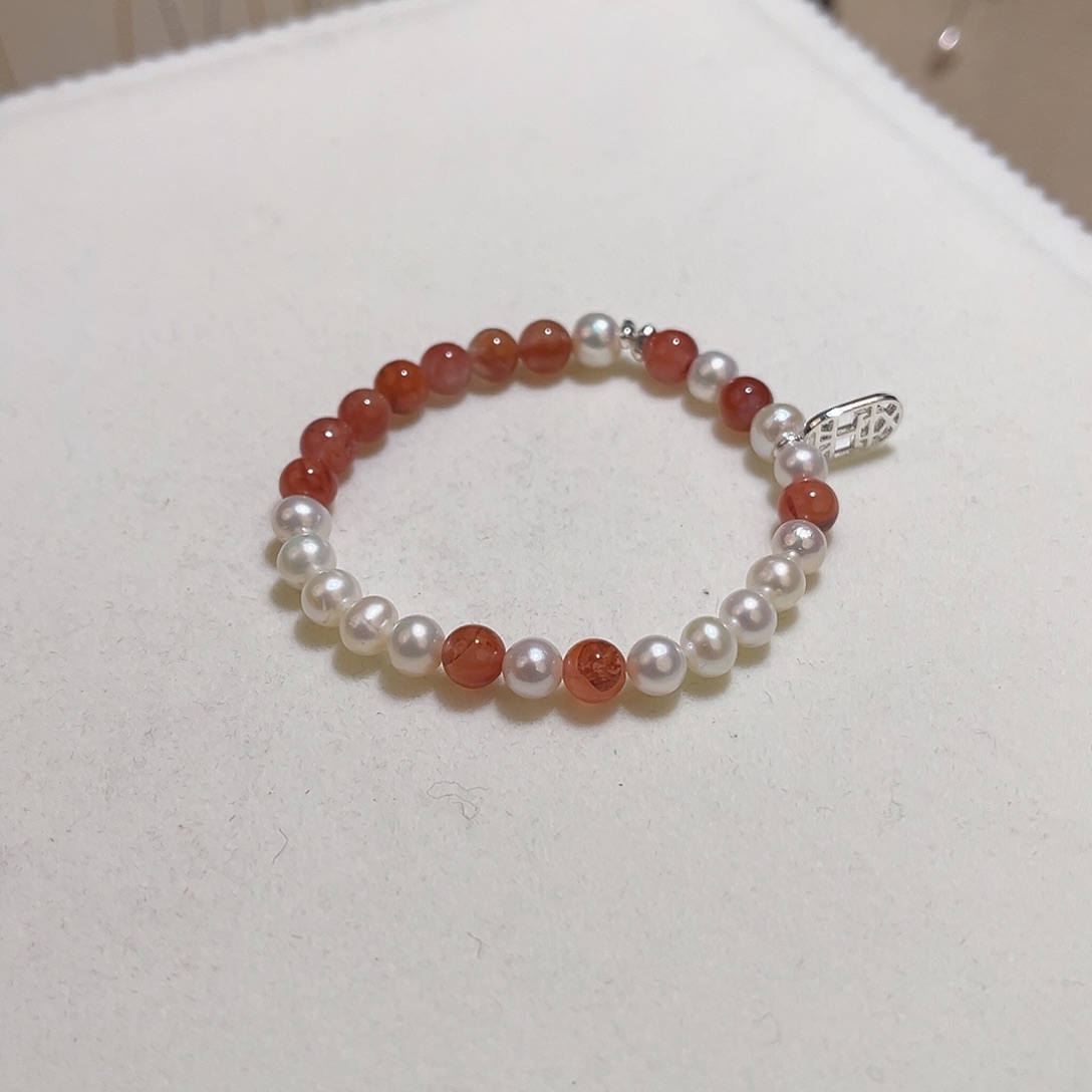 银S925镶嵌淡水珍珠手绳